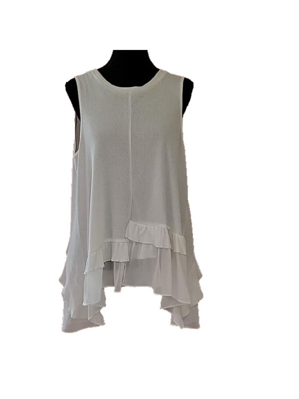 Romantic Umgee Feminine Sheer Sleeveless Ruffled Hem Tunic Size Medium NWT